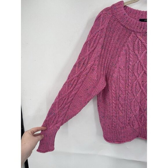 J. Crew Cable Knit Sweater Women XXS Pink Crew Neck Colorful‎ Speckled Preppy - Picture 9 of 9